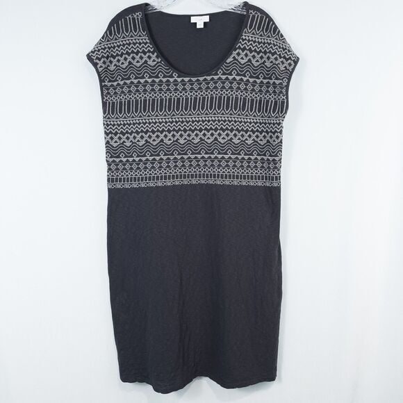 J. Jill Dresses & Skirts - J Jill Embroidered Cotton Tunic Shift Dress Womens‎ Medium Gray Boho Lagenlook